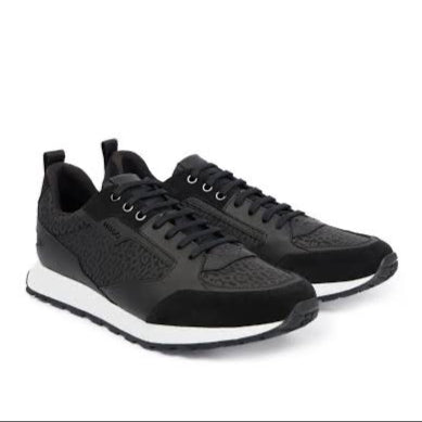 Hugo Boss, ICELIN RUNN negro, negros, zapatos tenis, originales, diseño ergonómico, comodidad, suela alta, detalles en blanco