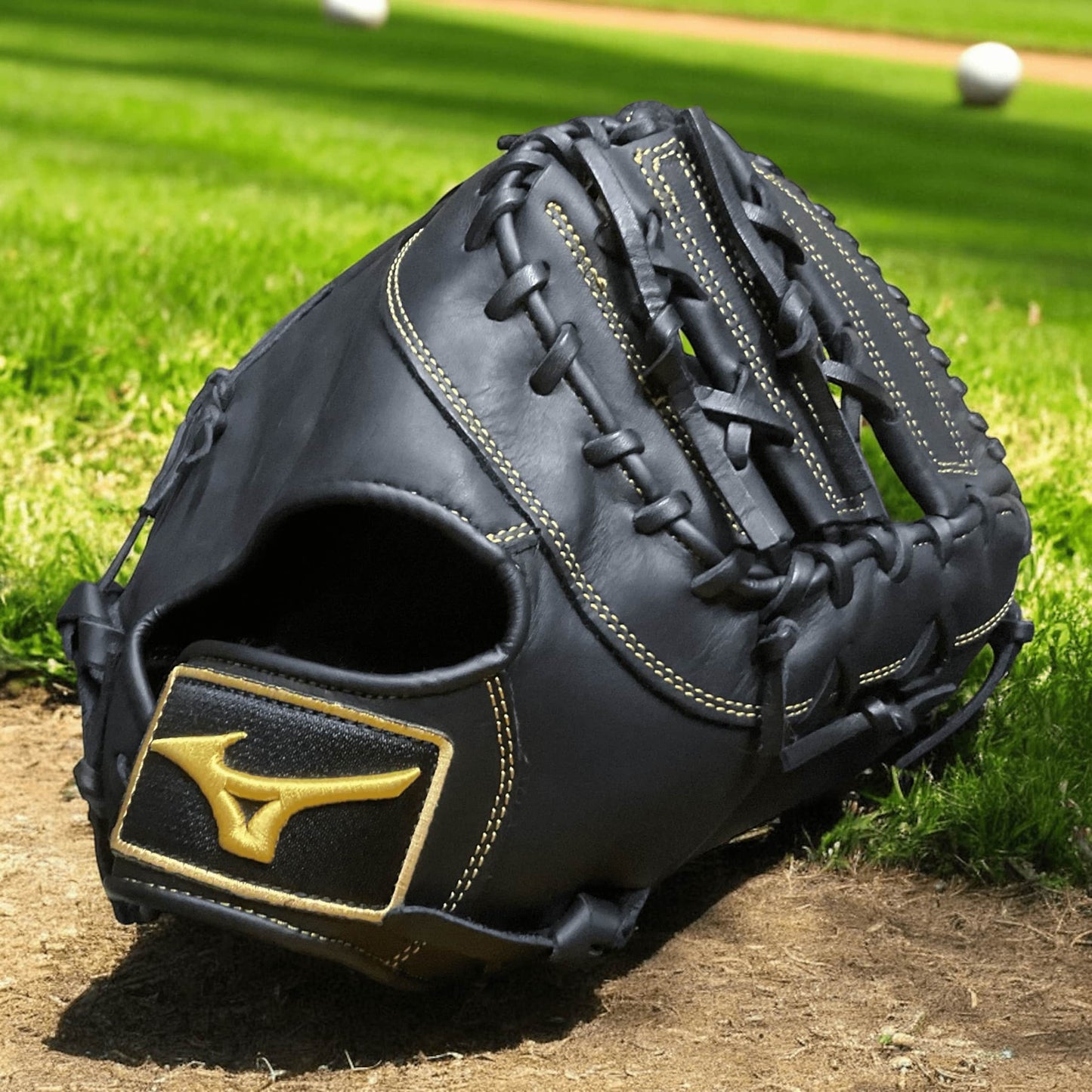 Mascota Mizuno Newman de 12.5" para primera base y lanzador derecho, con diseño resistente y bolsillo amplio para mejor control en el juego