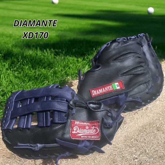 Guante Diamante Newman de primera base para lanzador zurdo en talla grande, ideal para atrapadas seguras y manejo preciso en el béisbol.