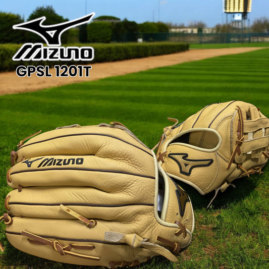Guante Mizuno Fielder de 12 pulgadas para lanzador derecho, diseñado para durabilidad y precisión en el béisbol.