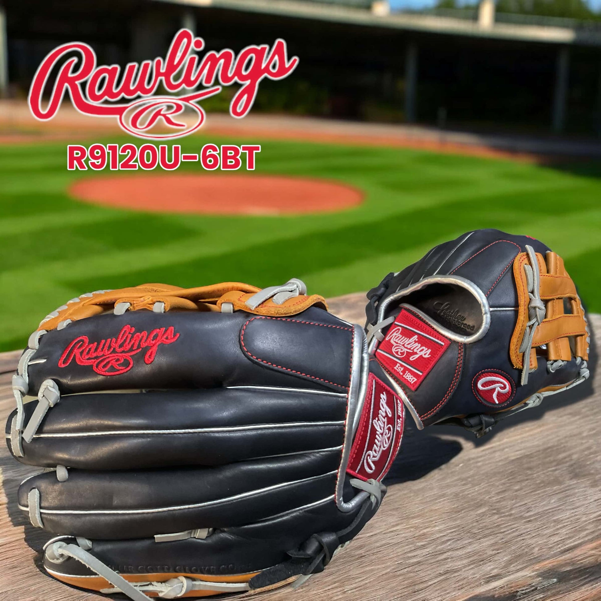 Guante Rawlings R9 Cuadro de 12 pulgadas para lanzador derecho, diseñado para durabilidad, control y precisión en el béisbol