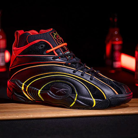 Reebok Shaqnosis 'Hot Ones' (H68851) – Zapatillas de edición especial en colaboración con 'Hot Ones', con diseño en negro y detalles multicolores que representan los niveles de picante.