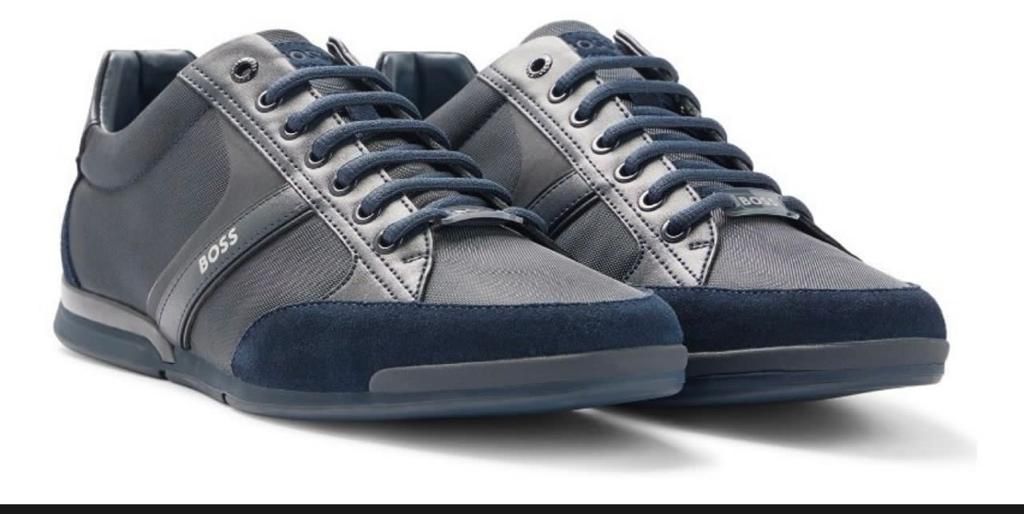 Hugo Boss, SATURN LOW MX A azul, zapatos tenis, semi formal, elegantes, comodidad, suela baja, detalles en blanco