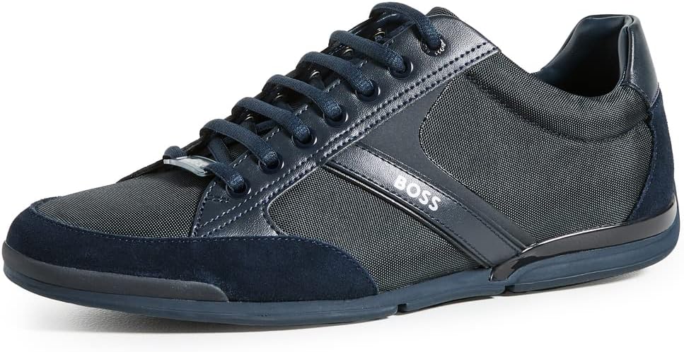 Hugo Boss, SATURN LOW MX A azul, zapatos tenis, semi formal, elegantes, comodidad, suela baja, detalles en blanco