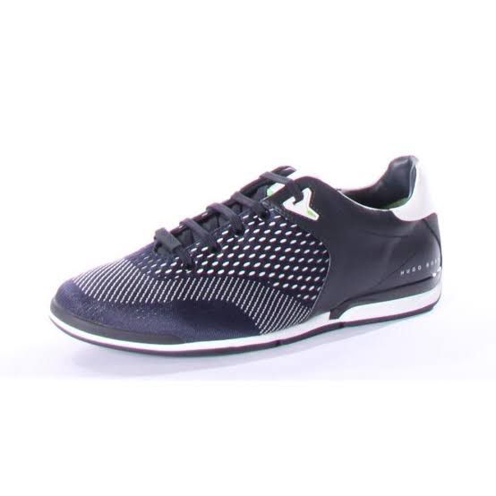 Hugo Boss, SATURN RETRO azul, suela baja, detalles en blanco, elegantes, semi formales, zapatos tenis, comodo diseño, piel