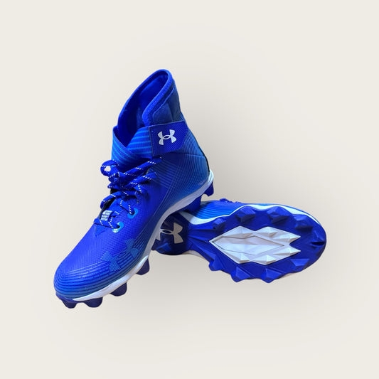 Zapatillas UA Highlight Franchise Azul con tecnología ClutchFit para fútbol y béisbol, en color azul.