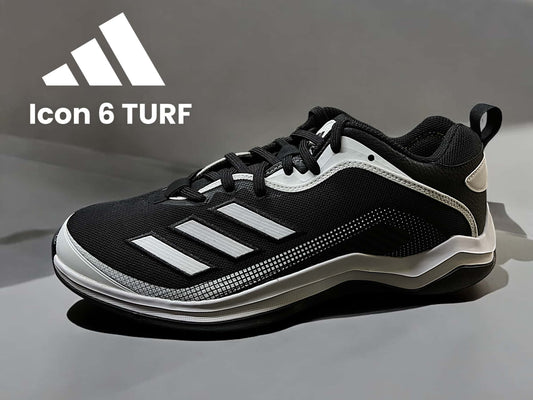 Zapatillas de béisbol Icon 6 Turf en negro, con suela Turf para tracción y comodidad en superficies artificiales