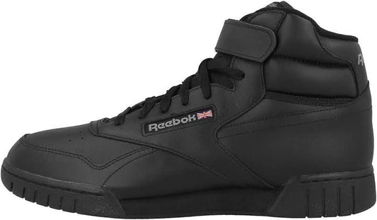 Tenis Reebok Ex-O-Fit de cuero negro con diseño retro y ajuste cómodo, ideales para estilo casual.