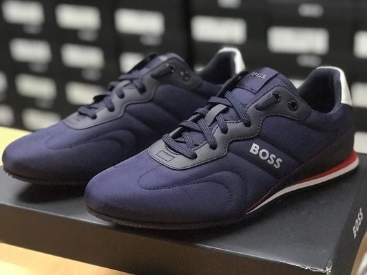 Hugo Boss, RUSHAM NVO azul, azules, zapatos tenis, semi formal, elegantes, detalles en blanco y rojo, suela baja