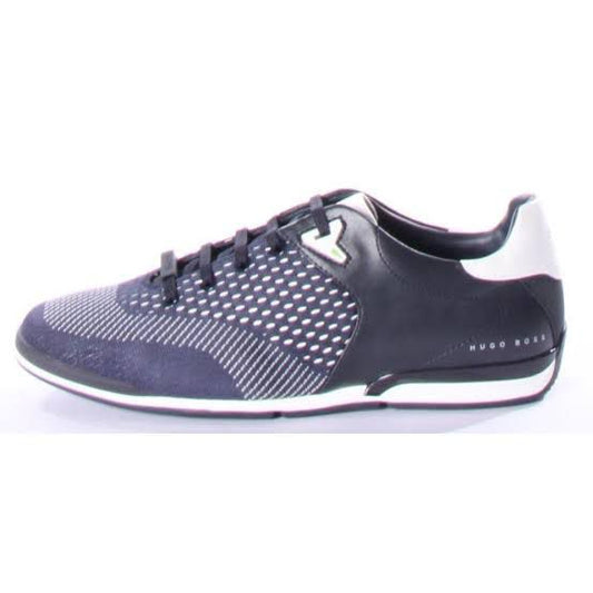 Hugo Boss, SATURN RETRO azul, suela baja, detalles en blanco, elegantes, semi formales, zapatos tenis, comodo diseño, piel